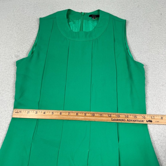 Raoul 100% Silk Shift Dress Womens 8 Pleated Sleeveless Belted Kelly Green - Picture 5 of 8